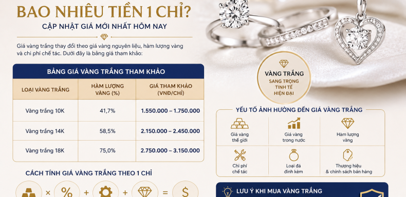 Vàng Trắng Bao Nhiêu Tiền Chỉ