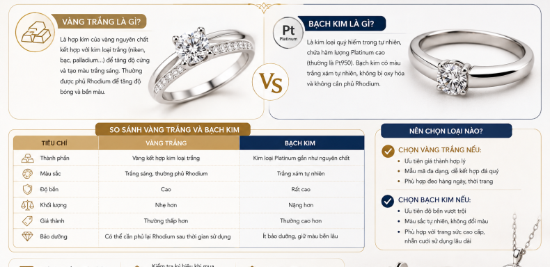 Vàng trắng có giống bạch kim không