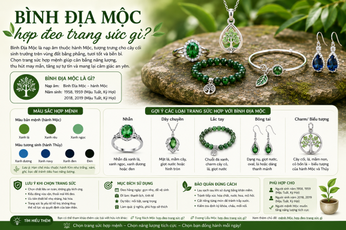 Bình Địa Mộc hợp đeo trang sức gì?