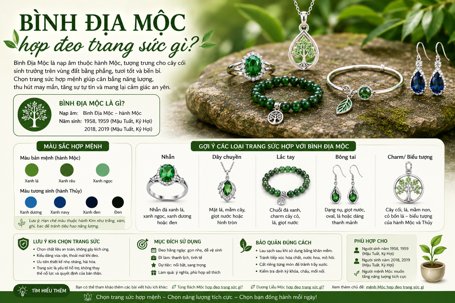 Bình Địa Mộc hợp đeo trang sức gì?