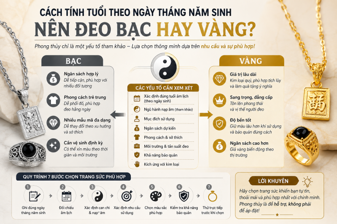 Cách tính tuổi theo ngày tháng năm sinh: nên đeo bạc hay vàng?