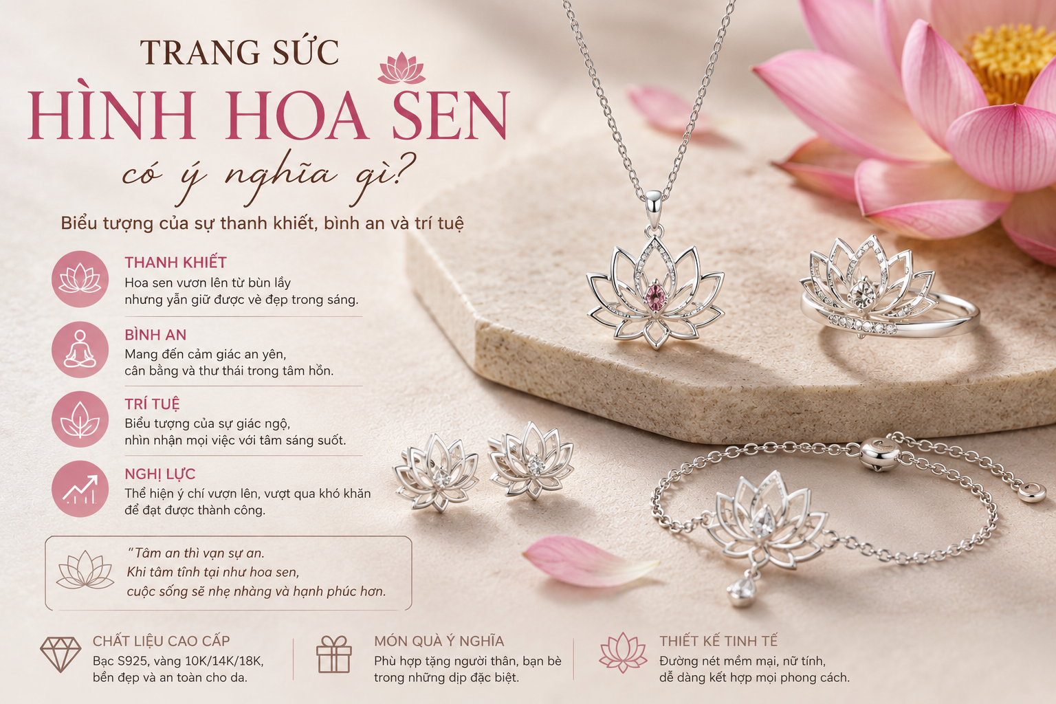 Trang sức hình hoa sen có ý nghĩa gì?