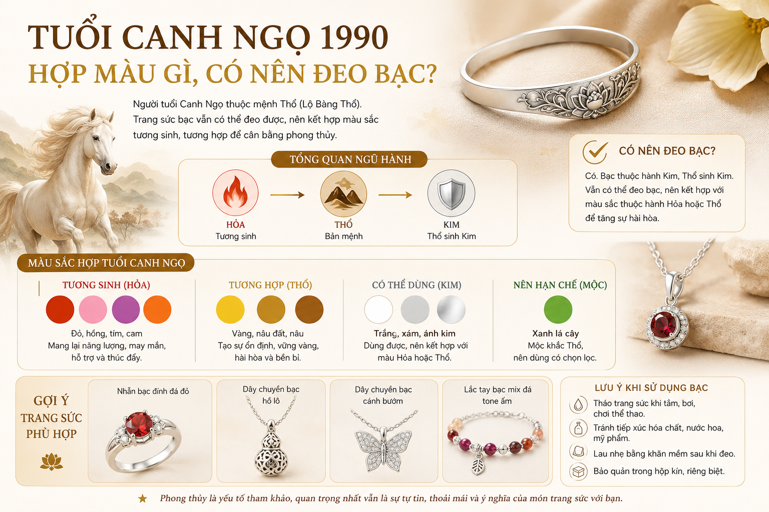 tuổi canh ngọ hợp mau gi có nên đeo bạc