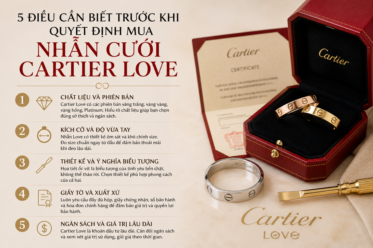5 điều can biet truoc khi quyet đính mua nhẫn cuoi cartier love