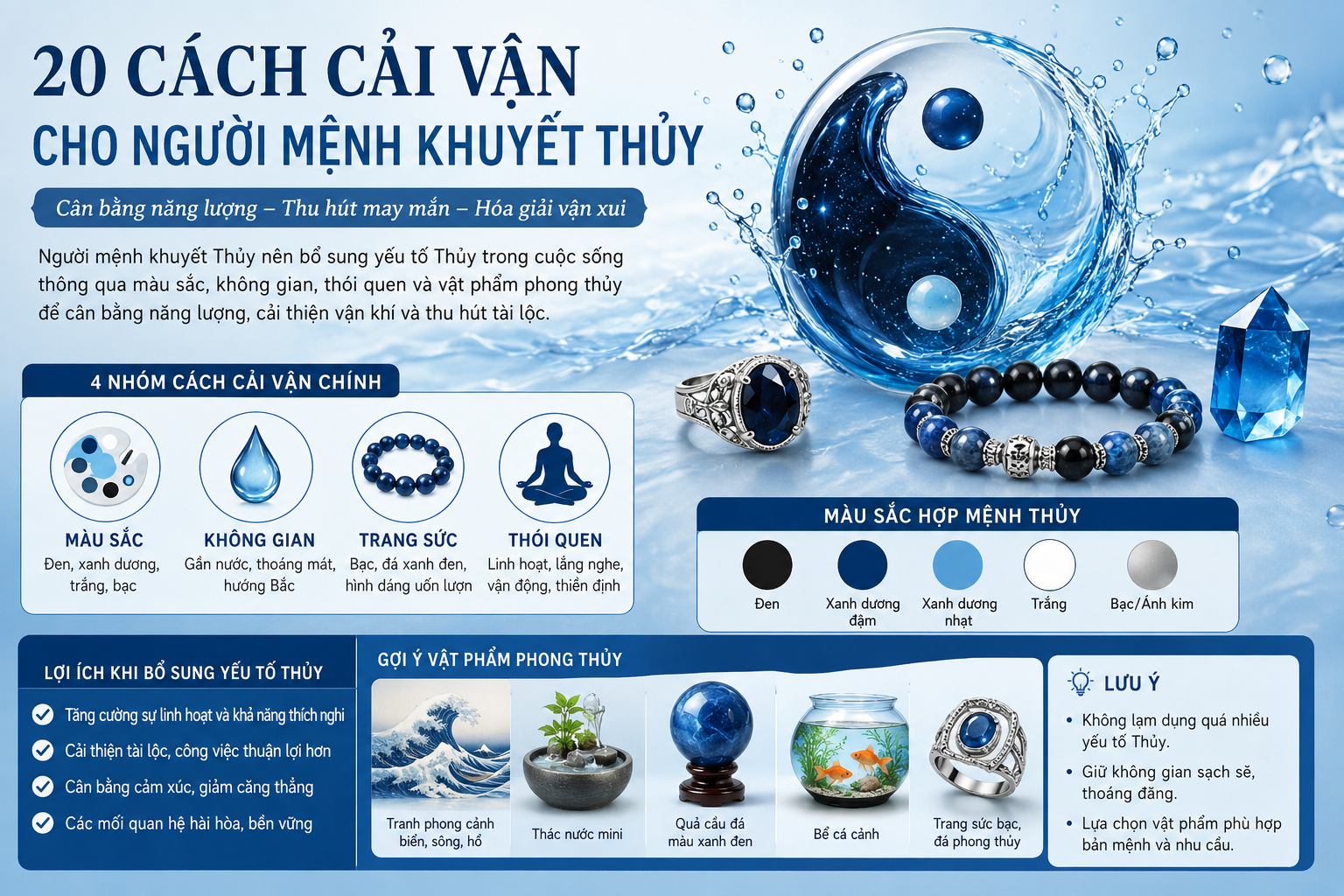 20 Cách Cải Vận Cho Người Mệnh Khuyết Thủy
