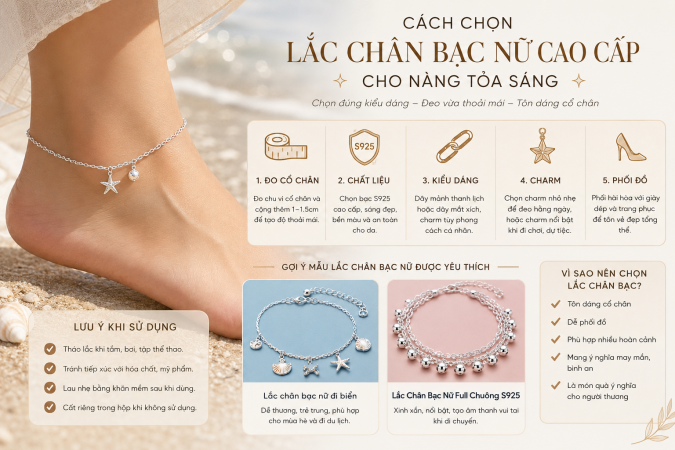 Lắc chân bạc cao cấp: 9 tiêu chí kiểm tra chất liệu, khóa và độ hoàn thiện