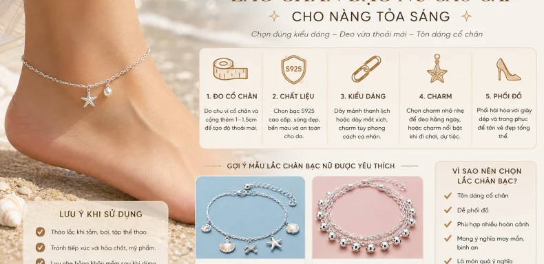Cách chọn lắc chân bạc nữ cao cấp cho nang toa sáng