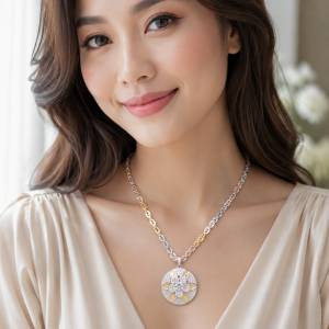Dây chuyền nữ bạc xi màu cao cấp