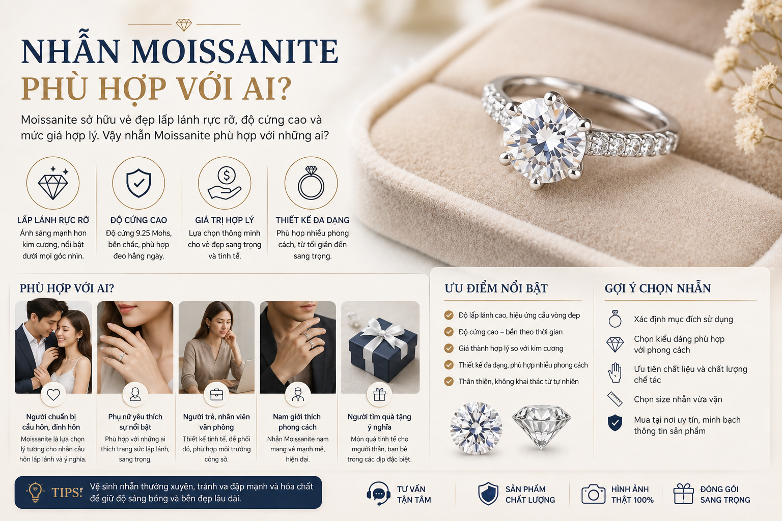 Nhẫn Moissanite phù hợp với ai?