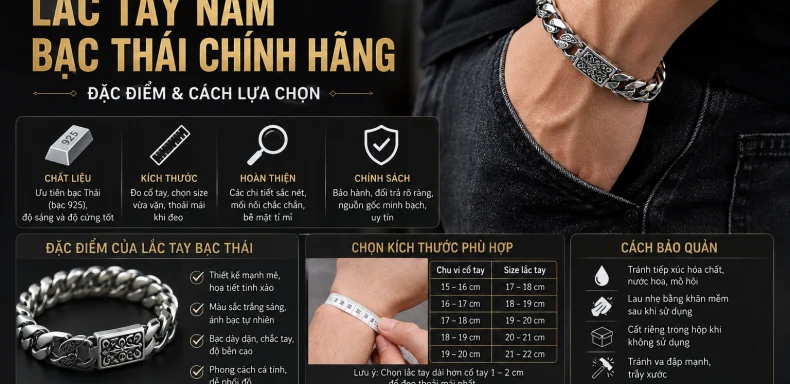 Những điều cần biết khi mua lắc tay nam bạc Thái chính hãng