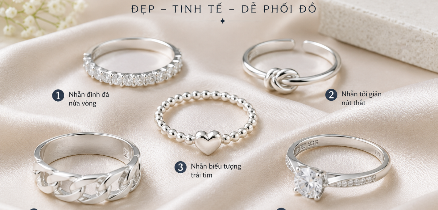 Top nhẫn bạc hot