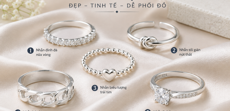 Top nhẫn bạc hot
