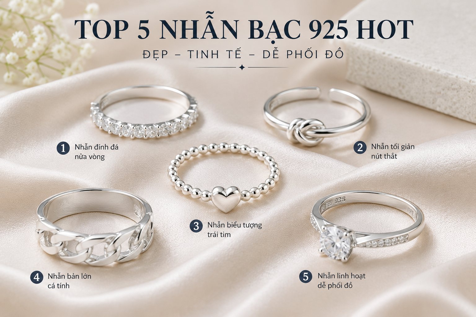 Top 5 nhẫn bạc 925 hot