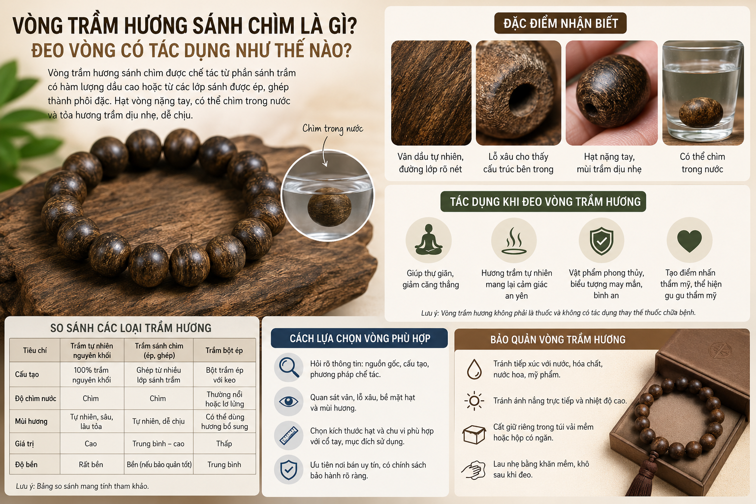 Vòng Trầm Hương Sánh Chìm Là Gì? Đeo Vòng Có Tác Dụng Như Thế Nào? là gì? Đặc điểm và cách lựa chọn