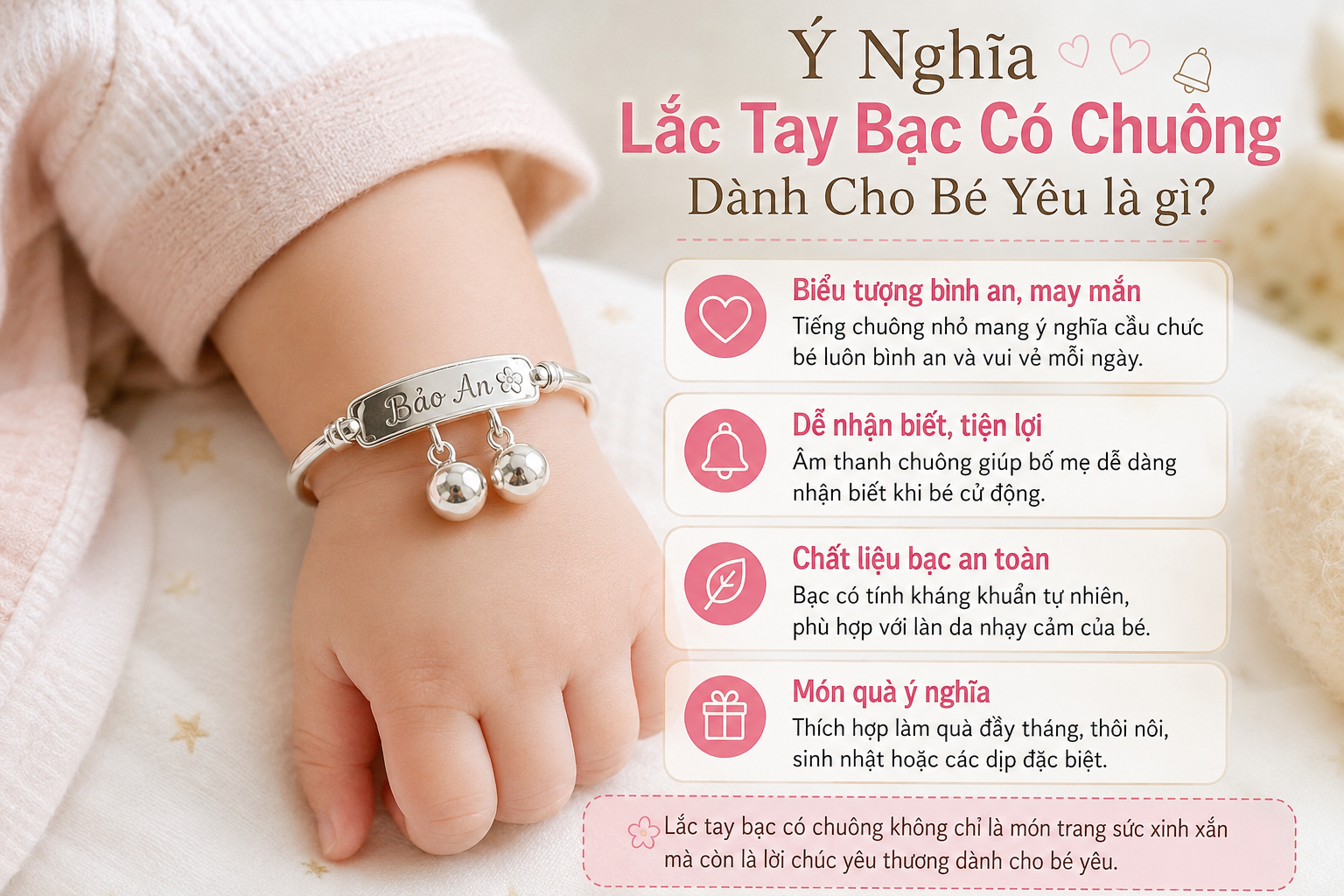 Ý Nghĩa Lắc Tay Bạc Có Chuông Dành Cho Bé Yêu