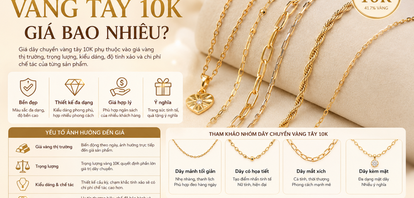 dây chuyền vàng tây k giá bao nhiêu