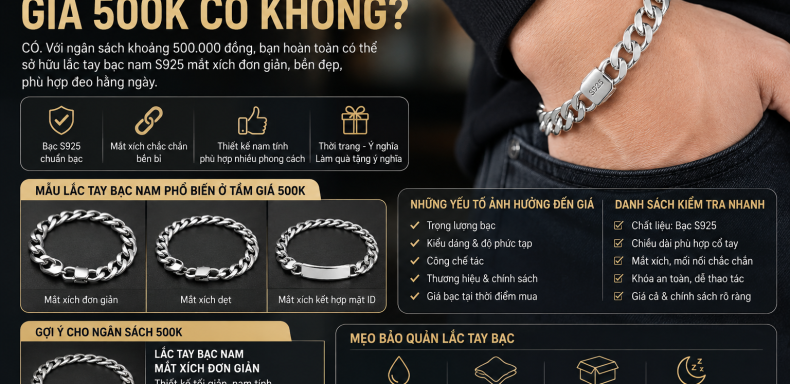 lắc tay bạc nam giá k có không