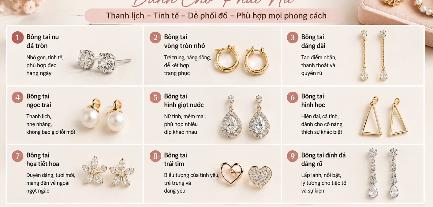 Top Mẫu Bông Tai Đẹp Dành Cho Phái Nữ là gì