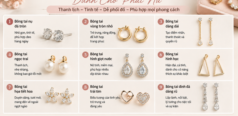 Top Mẫu Bông Tai Đẹp Dành Cho Phái Nữ là gì