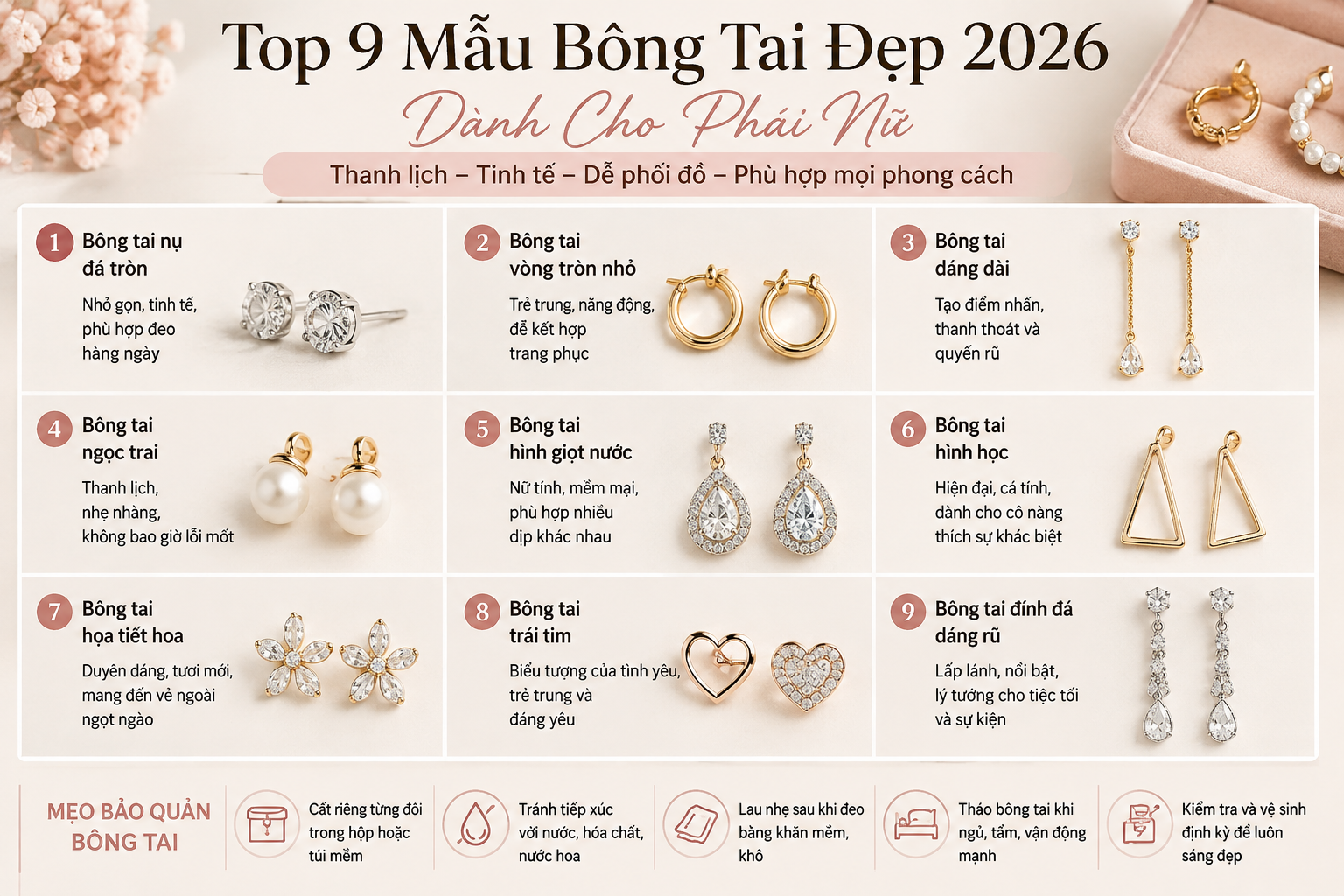 Top Mẫu Bông Tai Đẹp Dành Cho Phái Nữ là gì